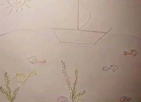 Рисуем лодку и море